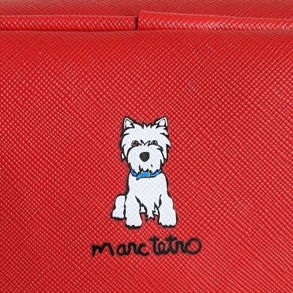 marc tetro Westie Cosmetic Case Bag Extra Large PVC Saffiano Red NWT - Picture 7 of 13
